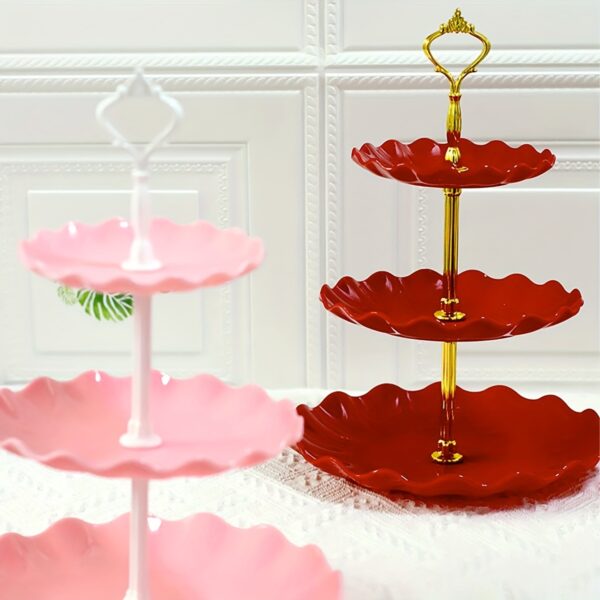 1pc, Elegant 3 Tier Cupcake Stand for Tea Parties, Weddings, and More - Ruffled or Laciness Design - Perfect for Decorating and Serving Desserts - Table and Kitchen Accessories - Image 18