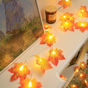 1pc Vibrant Maple Leaf LED Fairy Lights - Decorative String Lights for Thanksgiving, Fall, Halloween, Party, Stair Railing, and Valentine's Day Decorations - Energy-Efficient, Waterproof, and Easy to Install