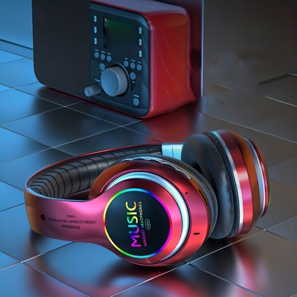 [Wireless Deep Bass Headphones] Foldable Wireless Headphones with Deep Bass, Lightweight Gaming Earbuds with Built-in Mic, 3.5mm Audio Cable Compatible, USB Type-C Charging, Non-Waterproof, Push Button Volume Control, for Travel & Work, Adult - No Charger - Image 7