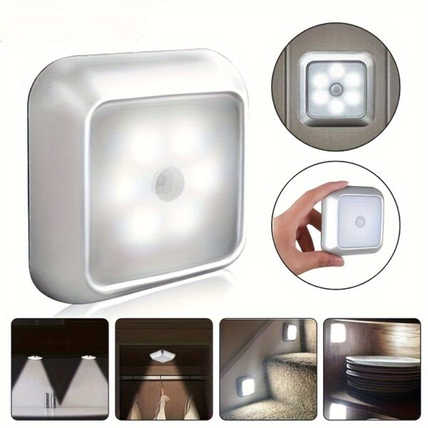 1 Piece Of 6-LED Motion Sensor Night Light, LED Wall Light, Cabinet Light, Wireless Staircase Light, Bedroom Corridor Staircase Indoor Decorative Light - Image 6