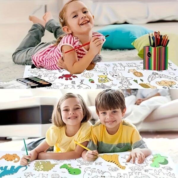 Doodle Painting Roll, Painting Paper Roll DIY Painting Painting Color Filling, Develop Imagination Painting Tools (Without Pen, Uncolored Painting Roll) Halloween/Christmas Gift Easter Gift - Image 4
