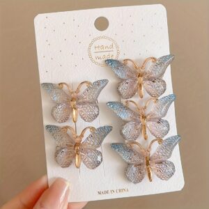 5pcs Whimsical Boho Butterfly Hair Clips for Girls - Sparkling Alloy Hair Accessories with Adorable Design - Perfect for Little Princesses
