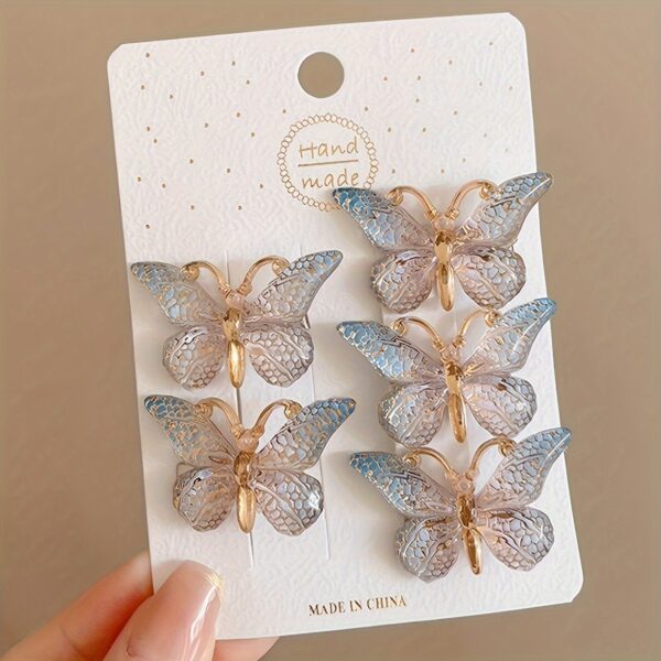 5pcs Whimsical Boho Butterfly Hair Clips for Girls - Sparkling Alloy Hair Accessories with Adorable Design - Perfect for Little Princesses