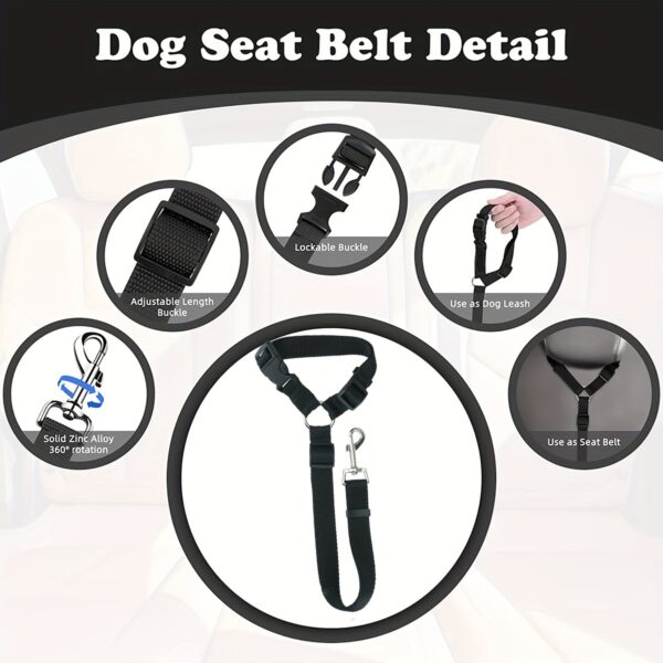 1pc Dog Seat Belt For Vehicle Secure, Pet Car Tether Safety Leash For Dogs In Vehicles, Dog Seatbelt Tether, Dog Seat Belt Buckle, Dog Car Seat Belt Christmas Gift - Image 4