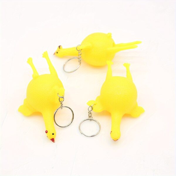 1pc Funny Squeeze Chicken Laying Egg Keychain Anti-Stress Tricky Toys Gag Children's Gift - Image 4