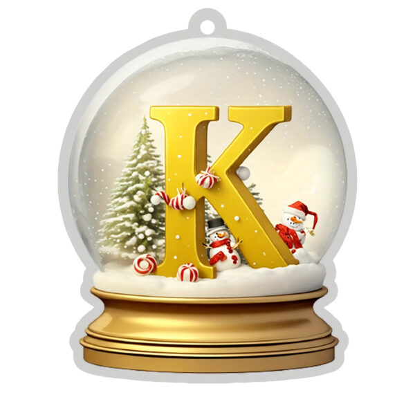 Acrylic Crystal Globe Christmas Ornament with Snowman Figurine - Hanging Alphabet Letters A-Z, Art Deco Style, Thanksgiving & Christmas Tree Decor, No Battery Required - Image 13