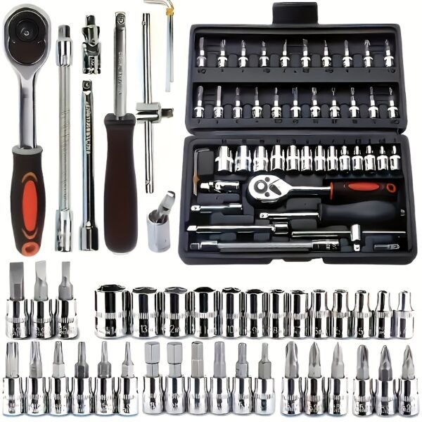 [Durable Torx Bit] Socket Wrench Set | 150pcs/46pcs | Chrome Vanadium Steel | Advanced Storage Case, No Assembly Required | Auto & Home Repair | Uncharged - Image 9