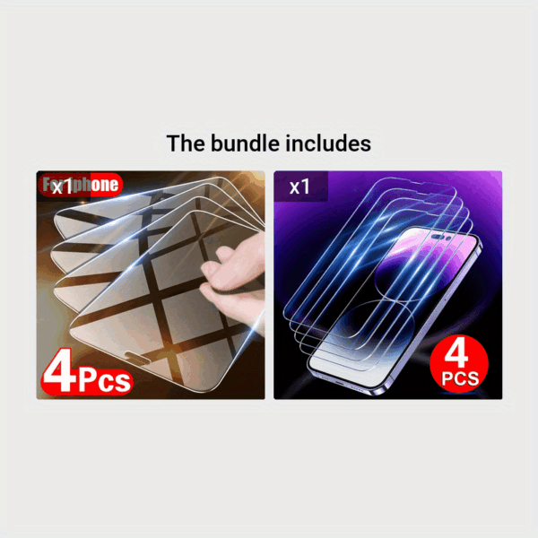 iPhone HD Tempered Glass Screen Protection - 4pcs for 11 12 13 14 15 Pro Max 14 15 Plus - Protective Glass Film - Image 9