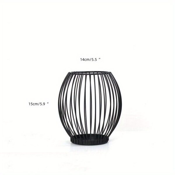 1pc, Black Lantern Candelabra, Metal Vintage Wrought Iron Candelabra, Stand Skeletonized Craft Candelabra Home Decorative Ornaments - Image 3