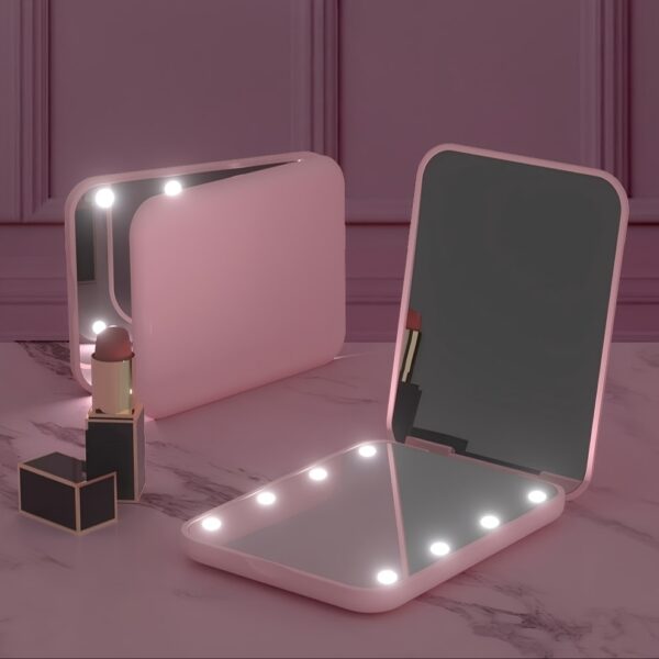1X/3x Magnified LED Mini Travel Makeup Mirror, Compact, Double-Sided, Portable, Folding, Hand-Held, Small Lighting, Unscented, Plastic Surface, Non-Rechargeable Button Battery (Diameter≥20mm) Power, Varnished Plastic Frame, with Cartoon Theme, for Gift - Image 10