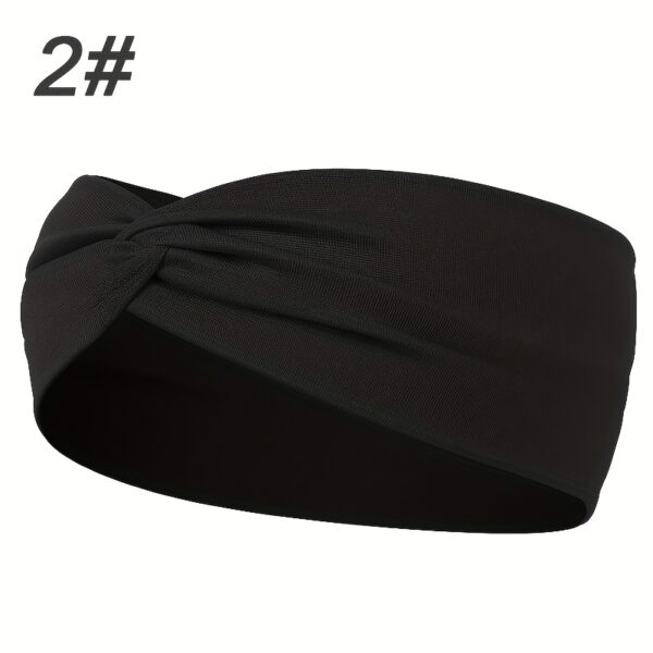1pcs Solid Color Headband Twist Knotted Hair Band Elastic Hair Band Non Slip Sweat Band Headwear - Image 19