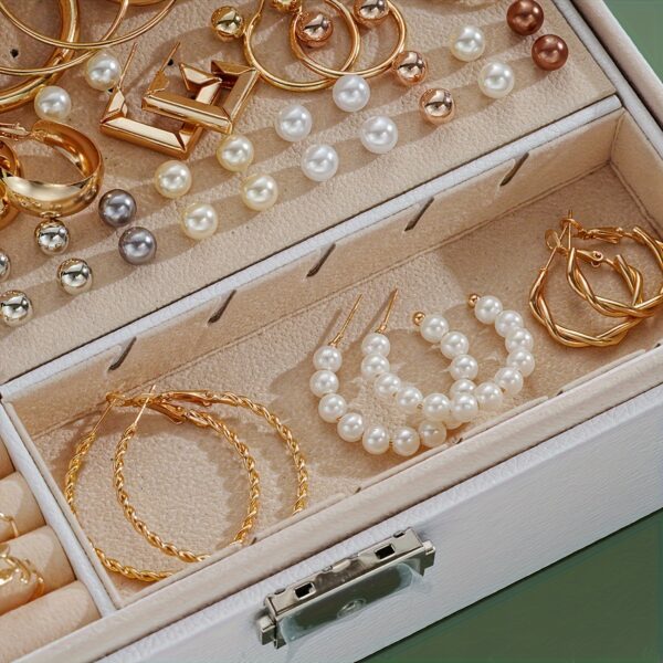 86psc/set Luxurious Middle Eastern Jewelry Set, Vintage & Bohemian Style, Butterfly Heart Faux Pearl Bead Leaf Floral Knot Wide Band Pendant Necklace + Rings + Earrings + Studs, Gift Box For Party, Holiday, Date Night And Everyday Wear - Image 3
