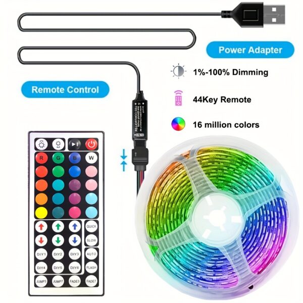 Wireless Infrared Remote Control RGB LED Strip Lights Flexible Ribbon Lamp Decor for Living Room Atmosphere Lighting Decoration String - Image 3