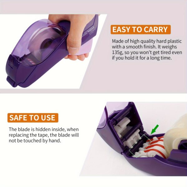 1-Roll 0.5 Inch (12 mm) and 1-Roll 0.75 Inch (19 mm) Tape Included Automatic Tape Dispenser Gun - Single Handheld Design for Efficient Gift Wrapping, Perfect for Christmas and Home Use - Free Bonus Tapes - Image 11