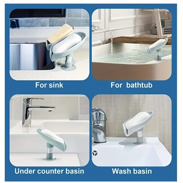 1pc Leaf-Shaped Soap Box Drain Soap Rack Bathroom Accessories Suction Cup Soap Dish Tray Soap Dish Bathroom Soap Box Bathroom Receiver - Image 12