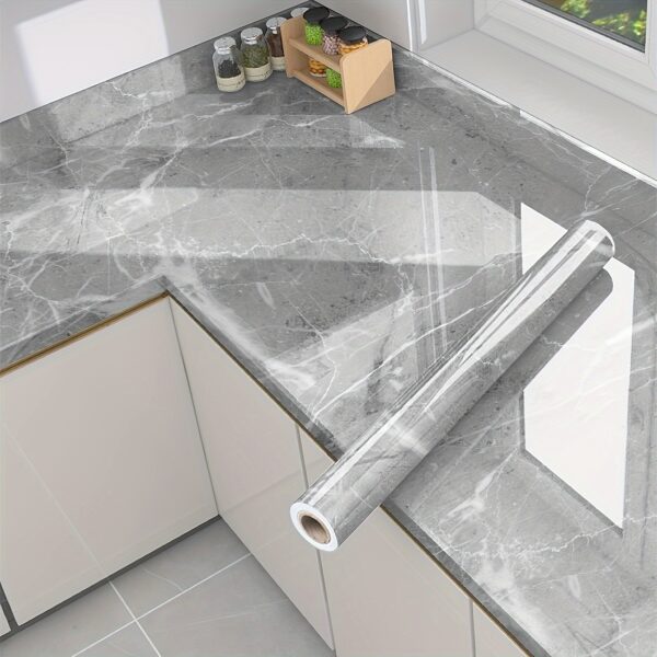 1 Roll Marble Self-Adhesive Wallpaper - Waterproof & Oil-Proof, Easy to Apply for Kitchen & Bathroom Renovation - Image 9