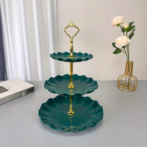 1pc, Elegant 3 Tier Cupcake Stand for Tea Parties, Weddings, and More - Ruffled or Laciness Design - Perfect for Decorating and Serving Desserts - Table and Kitchen Accessories - Image 11