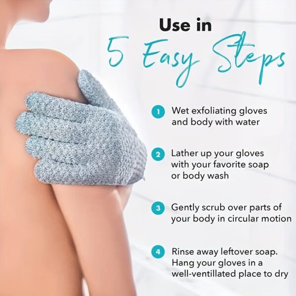 Exfoliating Shower Gloves for Deep Cleansing & Massage - Body Scrubber, Removes Dead Skin & Dryness - Image 9