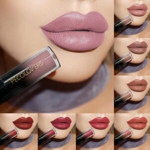 17-Color Matte Velvet Liquid Lipstick - Waterproof, Long-Lasting Nude Shades for All Light Beige Types, 8ml, High Pigment Lip Gloss by PECOVERS, Longlasting Lipwear | Sleek Packaging | Velvet Texture