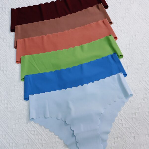 6pcs Breathable Solid Scallop Trim Briefs, Sexy Comfy Stretchy Women's Lingerie & Underwear Intimates Panties - Image 14