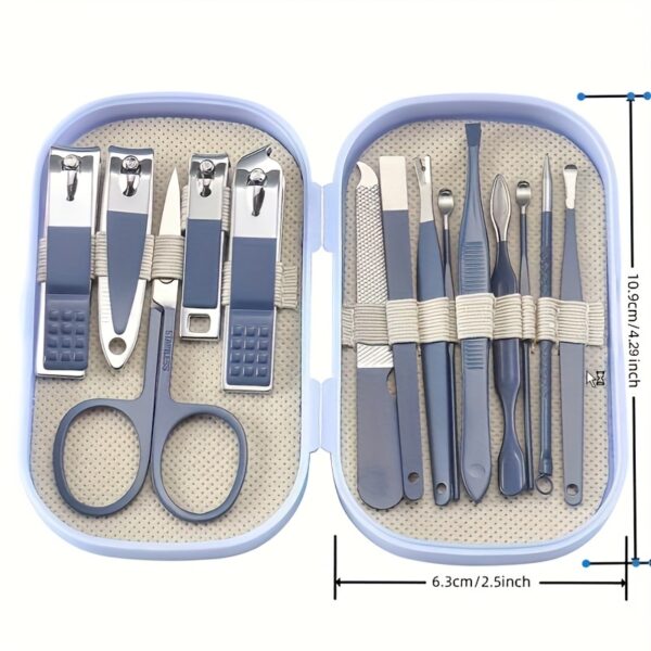 A Set Of 14pcs Stainless Steel Manicure And Pedicure Tools, Featuring Modern Style Concave Edge Nail Clippers And Grooming Tools, Including A Portable Storage Box - A Unisex Odorless Nail Care Kit - Image 6