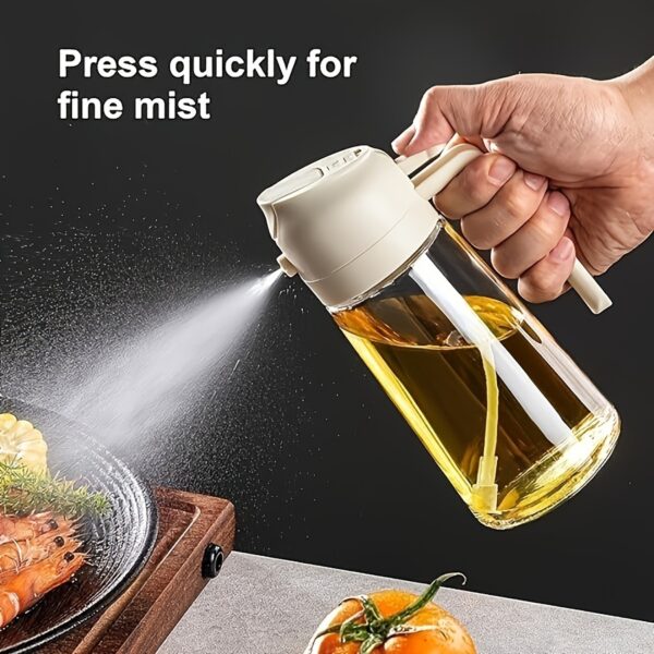 1pc Portable Oil Sprayer And Dispenser 2-In-1, Olive Oil Mister And Pourer, 470ML Plastic Kitchen Oil Spray Bottle for Cooking, BBQ, Air Fryer, Baking, Salad - Image 4