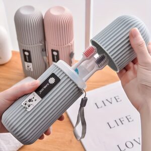Portable Travel Toothbrush Case with Toothpaste Holder - Compact, Hygienic, and Durable - Ideal for Camping & Traveling, Easy to Carry Design travel must have