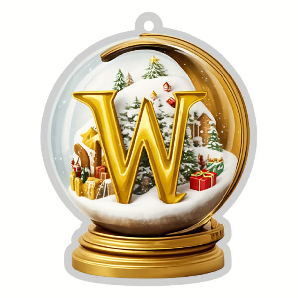 Acrylic Crystal Globe Christmas Ornament with Snowman Figurine - Hanging Alphabet Letters A-Z, Art Deco Style, Thanksgiving & Christmas Tree Decor, No Battery Required - Image 27
