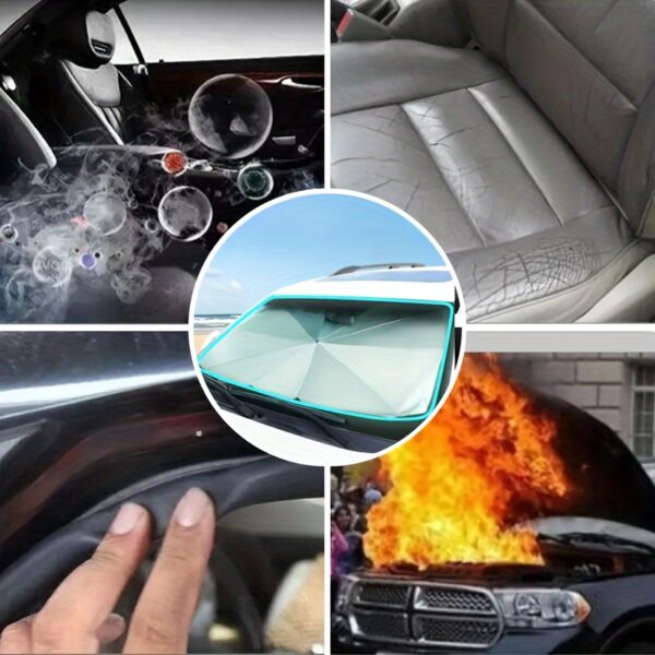 1pc Portable, Foldable Car Windshield Sunshade, Protect Your Car From The Sun, 140*80cm For SUV/Off-Road General, Black - Image 5