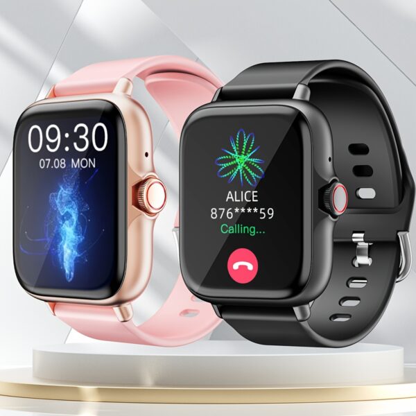 DESERTCAT Smart Watch, 1.83" Full Touch Screen, Activity Tracker with Call & Message Functions, Pedometer, Multiple Sports Modes, Compatible with iOS/Android Devices, Simple Style, Silicone Strap, Alloy Case, Ideal Gift for Any Occasion, Smart Watch for A