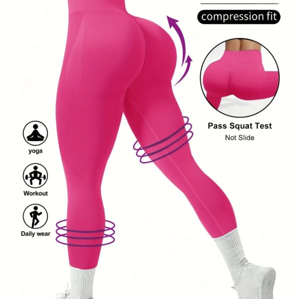 High Waist Solid Color Seamless Yoga Leggings, Women's Activewear, Wide Waistband Fitness Running Workout Sports Pants - Image 13
