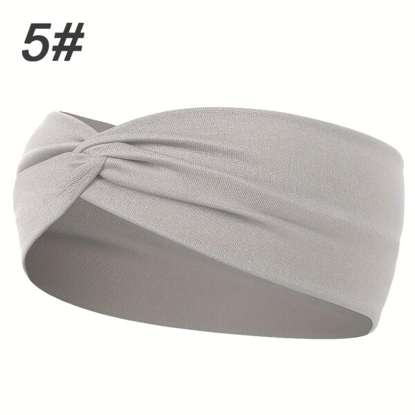 1pcs Solid Color Headband Twist Knotted Hair Band Elastic Hair Band Non Slip Sweat Band Headwear - Image 22