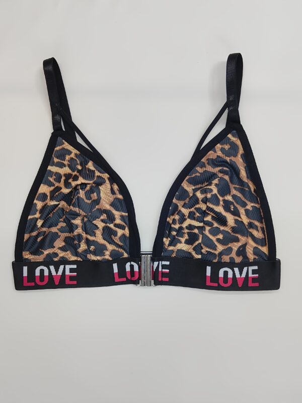 Elegant Front Closure Push-Up Bra for Women - High Support, Wireless, Black Lingerie with Letter Detail, Soft Polyester & Elastane Blend, Hand Wash Only - Image 4