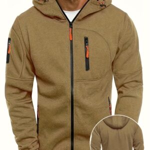 Mens Essential Zip-Up Hoodie - Long Sleeve, Lightweight, Gym-Ready Jacket for Spring & Fall