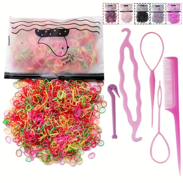 1505pcs Mini Colorful Hair Ties & Styling Tools, Perfect for Girls Hair Accessories, Ideal Choice for Gifts - Image 14