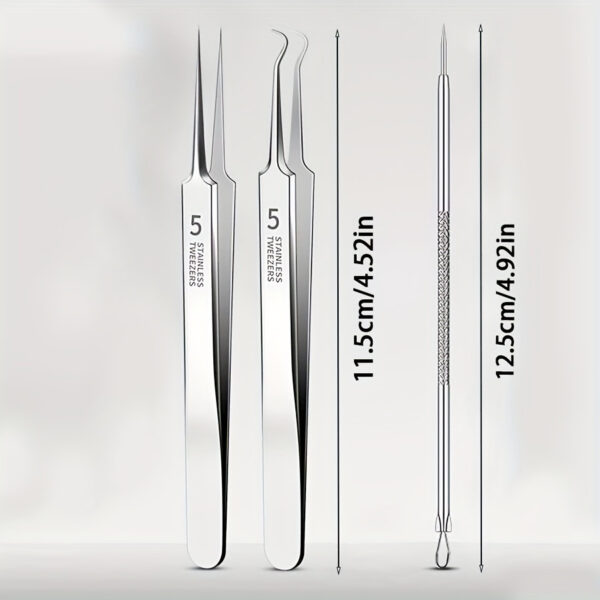 Stainless Steel Blackhead & Blemish Remover Set - Unscented Acne Extraction Tools for Face & Nose, Normal Skin Type - Professional Facial Care Kit for Whiteheads & Pimples - Image 5