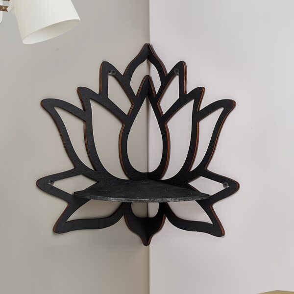 1pc Floating Wooden Lotus Shape Display Shelf, Wall Corner Crystal Stone Storage Rack For Plants, Flowers, Toys, Scented Candles, Household Storage Organization For Hallway, Bedroom, Home, Christmas Decor, Wall Decor, Aesthetic Room Decor - Image 7