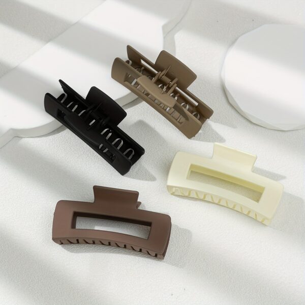 4 Pcs Rectangle Hair Claw Clips, Solid Color Non-Slip Strong Hold Jaw Hair Clips, Styling Accessories For Women Thin Thick Hair - Image 5