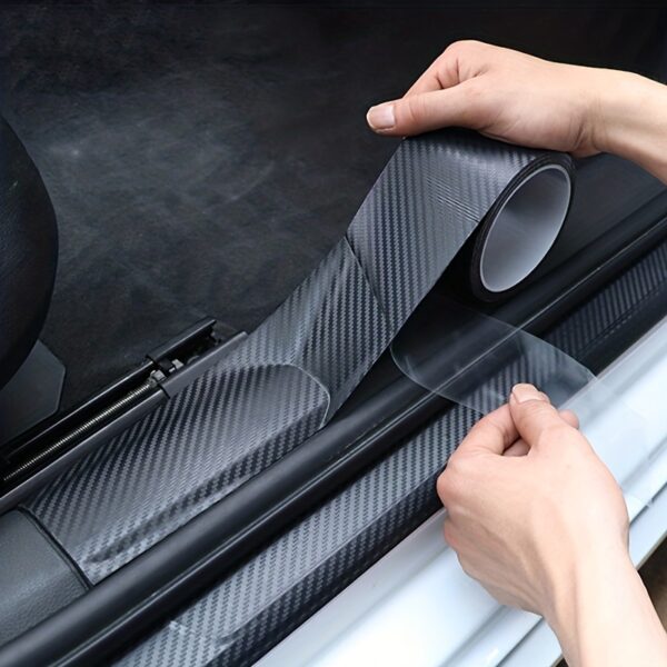 3D Carbon Fiber Car Door Sill Protector - Scratch-Resistant, Waterproof, Nano Matte Black Sticker Film - Durable Threshold Guard for Car Body