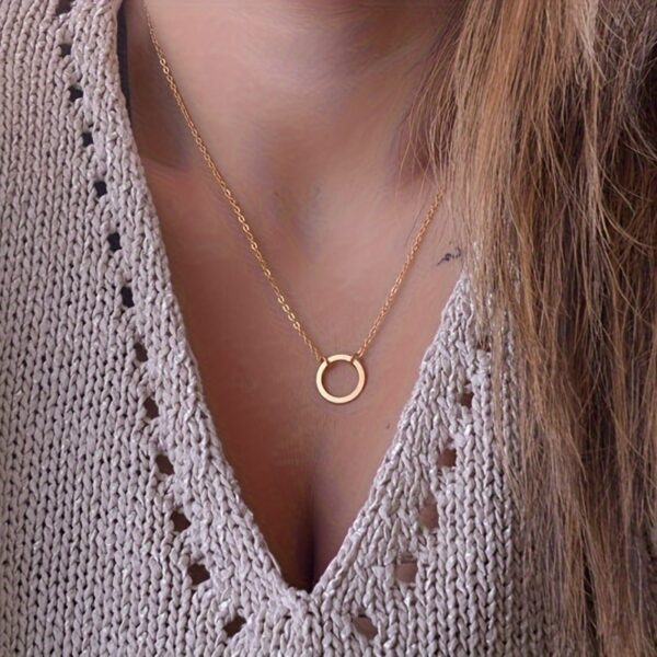 Monochrome Circle With Rod Y-Necklace Alloy Neck Jewelry Simple Style Clavicle Necklace For Women - Image 9