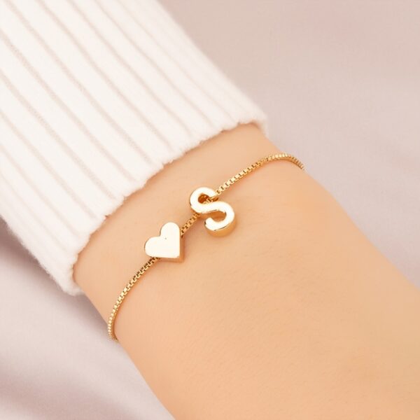 1pc Mini Love Heart Letter Beads Thin Chain Bracelet Simple Minimalist Hand Chain Jewelry - Image 25