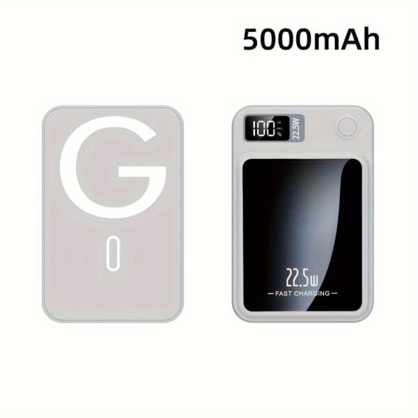New 5000/10000mAh Magnetic Wireless Power Bank 22.5W/PD20W Suitable for Apple 15pro/14max/13/12 Android Mobile Phones USB/Type-C Portable Charger with LED Power Display Outdoor Travel Emergency Backup Power Bank - Image 8