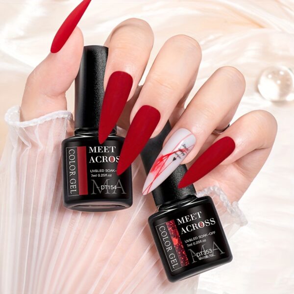 Red Series Gel Nail Polish, Spring Summer Wine Red Gel Polish, UV/LED Lamp Needed, For Home Salon Nail Art, Christmas nail design - Image 2