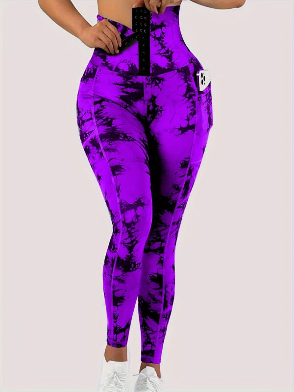 High Waist Tie Dye Tummy Control Leggings, Women's Activewear Wide Waistband Fitness Gym Sports Yoga Workout Running Butt Lifting Tight Pants - Image 9