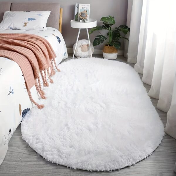 Soft Polyester Plush Oval Area Rug for Bedroom and Living Room - Hand Washable, Perfect for Coffee Table and Doorway Decor - Image 6