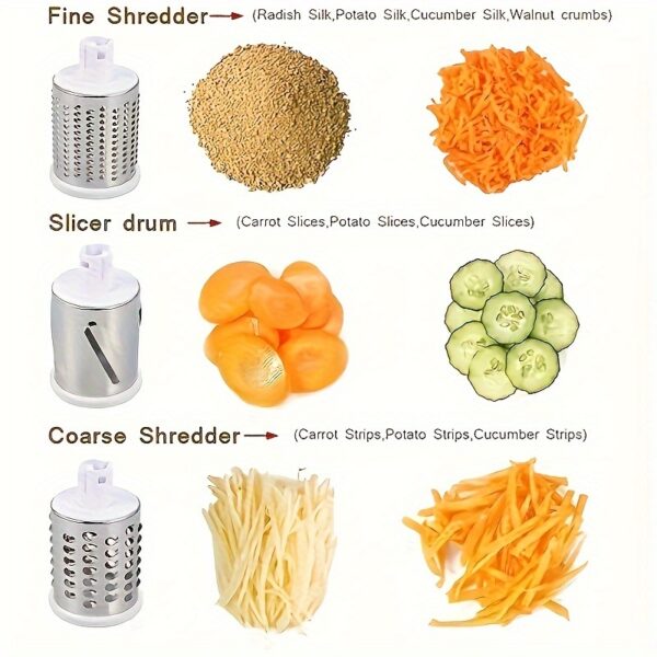 Cheese Grater, Kitchen Mandoline Vegetable Slicer With 7.62 Cmterchangeable Blades, Easy To Clean Rotary Grater Slicer For Fruit, Grinder For Potato, Carrot, Nuts - Image 2