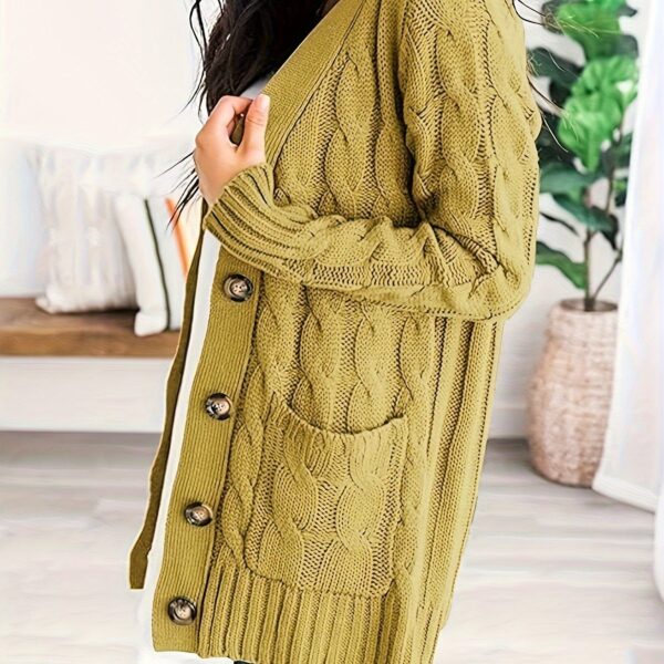 Cozy Cable Knit Cardigan - Chic Button-Up Design - Warm Long Sleeve Top for Women, Perfect for Fall & Winter - Image 23