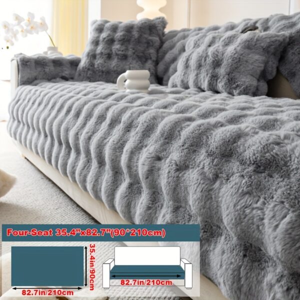 1pc Imitation Rabbit Plush Sofa Cover Winter Warm Thick Plush Soft Sofa Slipcover Pet Favorite Non-slip Protective Couch Cover Furniture Protector For Bedroom Office Living Room Home Decor - Image 33