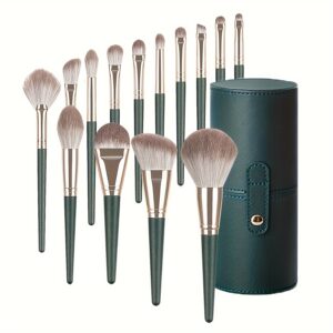 14pc Luxurious Plush Makeup Brush Set - Soft, Gentle, and High-Quality Nylon Bristles for Flawless Foundation, Contouring, Blending, and Eye Detailing - Ideal for All Skin Types, Cruelty-Free, and Unscented