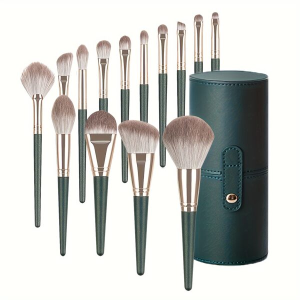 14pc Luxurious Plush Makeup Brush Set - Soft, Gentle, and High-Quality Nylon Bristles for Flawless Foundation, Contouring, Blending, and Eye Detailing - Ideal for All Skin Types, Cruelty-Free, and Unscented
